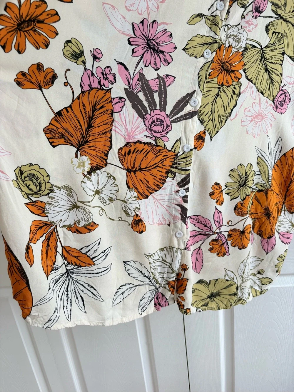 Cupshe White Orange Floral Tunic Button Shirt Cover Dress Cruise Resort Coastal - Picture 4 of 8